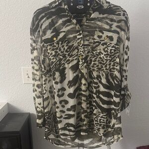 Super Trendy Print INC International Concepts Camouflage Blouse